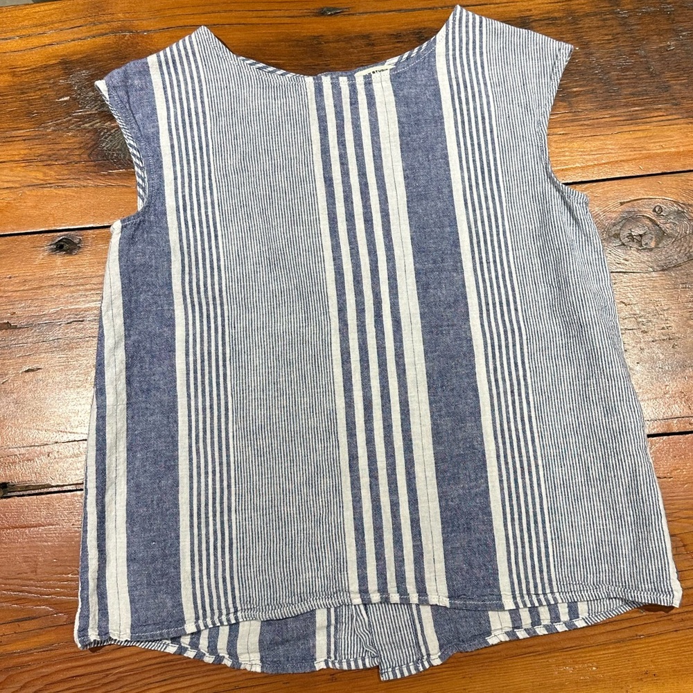 Max Studio Top, Wide Blue & White Stripe, Women's Small